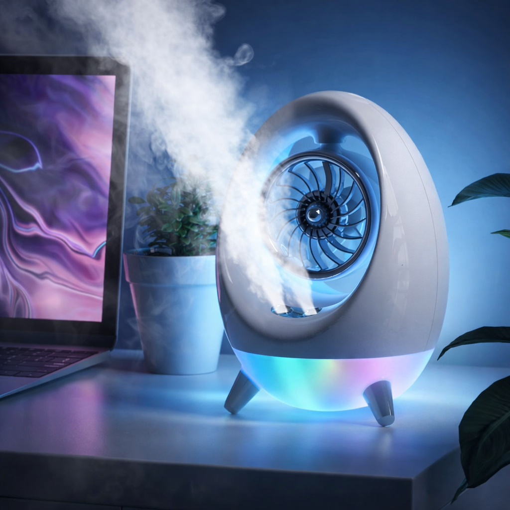 Ventilador de refrigeración con lámpara de noche y humidificador