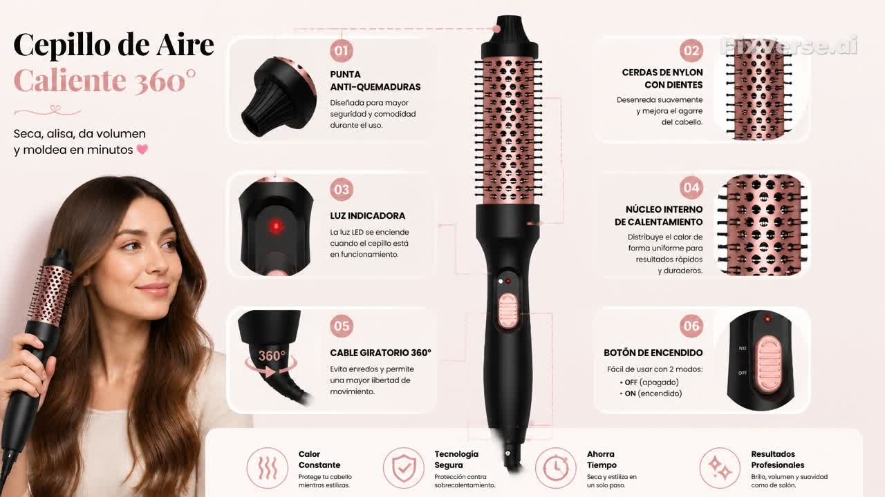 ✨ Moldeador de Cabello Profesional 3 en 1 – Alisador, Rizador y Secador